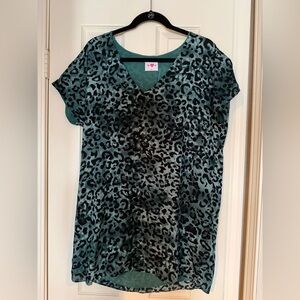 Buddy Love Teal and Black Leopard V-Neck Tee or Dress